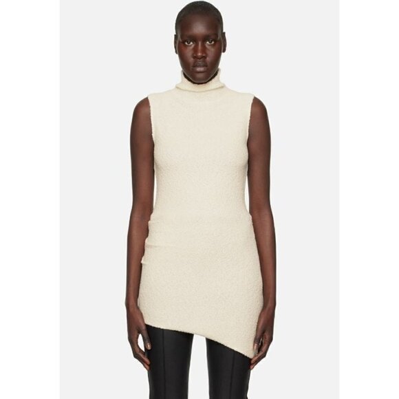 Helmut Lang Off White Ivory Asymmetric Sleeveless Tank Top S - Picture 1 of 5